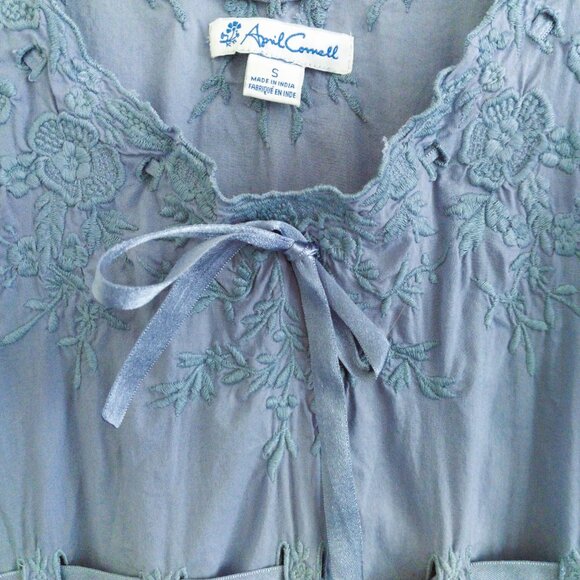 April Cornell Ribbon Nighty Nightgown Size Small Like New Cottagecore Embroidery - Picture 9 of 13